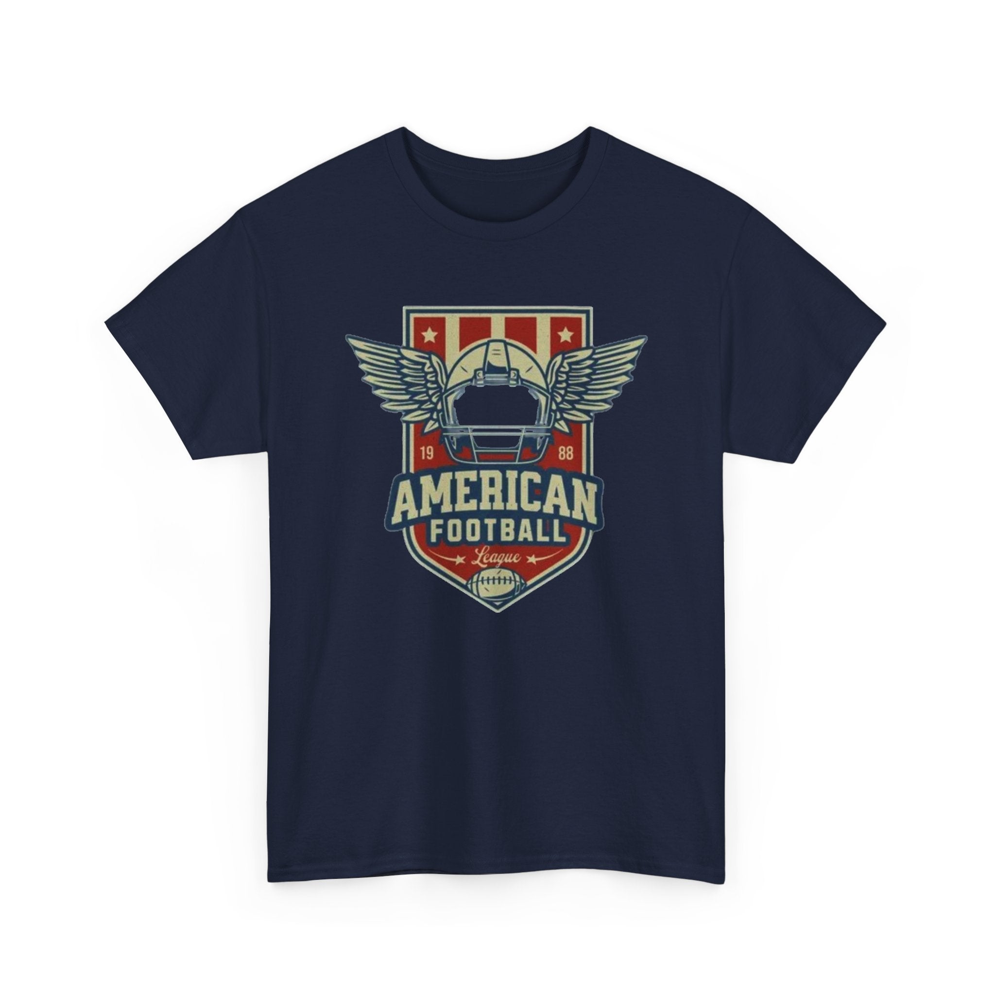 American Football Shield Tee — Vintage Helmet & Wings Graphic