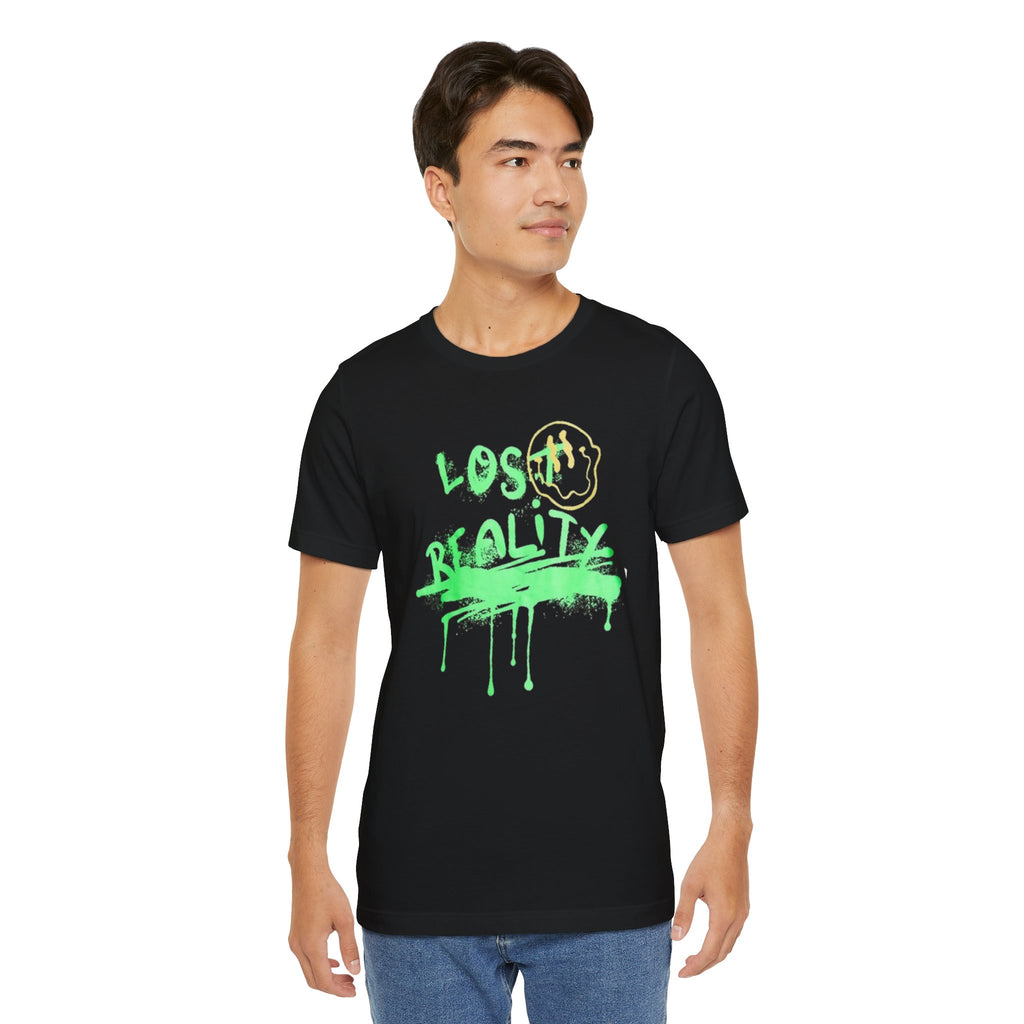 Lost Reality Graphic Tee — Neon Green Drip Streetwear Graffiti T-Shirt
