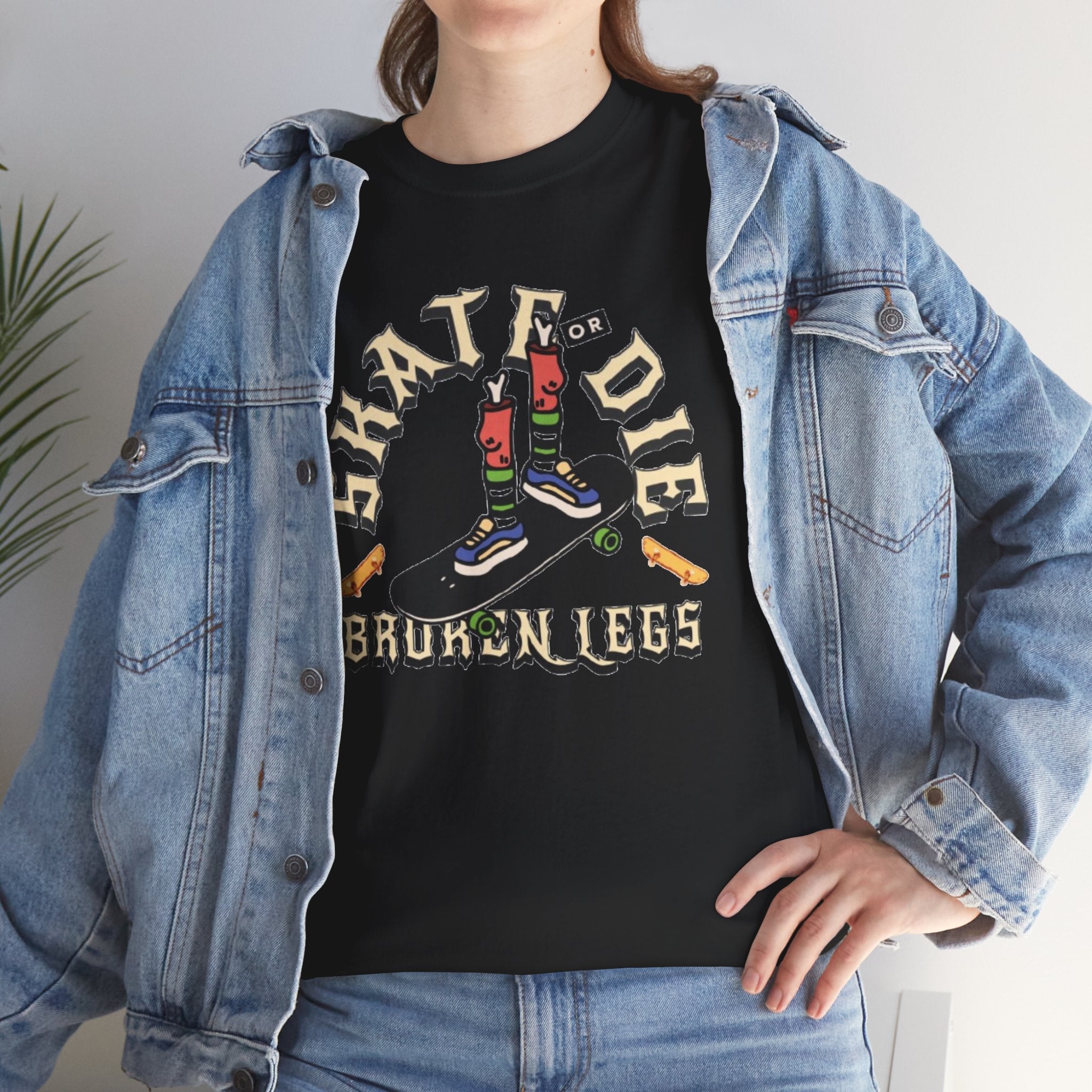 Skate or Die Broken Legs Graphic Tee - Vintage Skateboard Shirt
