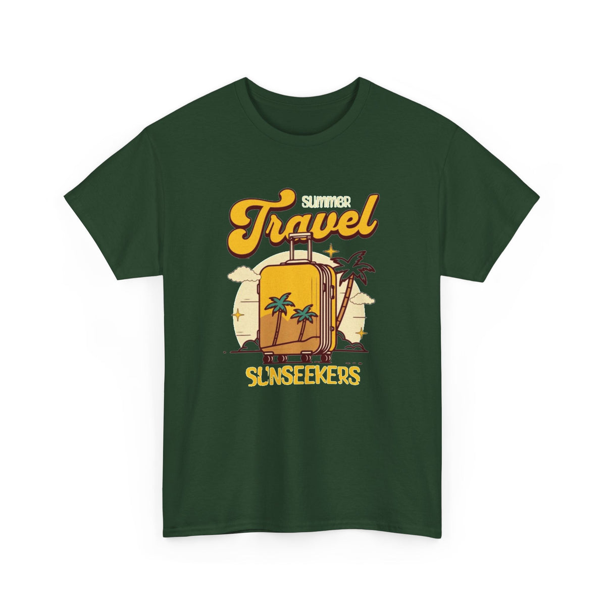Travel Sunseekers T‑Shirt — Retro Backpack Beach Vacation Tee