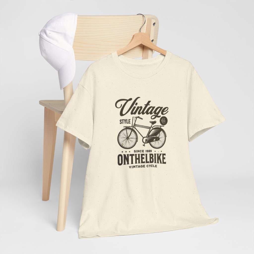 Vintage Bicycle Tee - "Vintage On The Bike" Retro Cycling Graphic T-Shirt