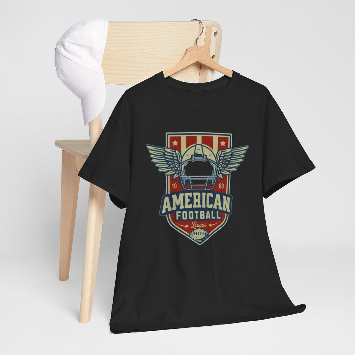 American Football Shield Tee — Vintage Helmet & Wings Graphic