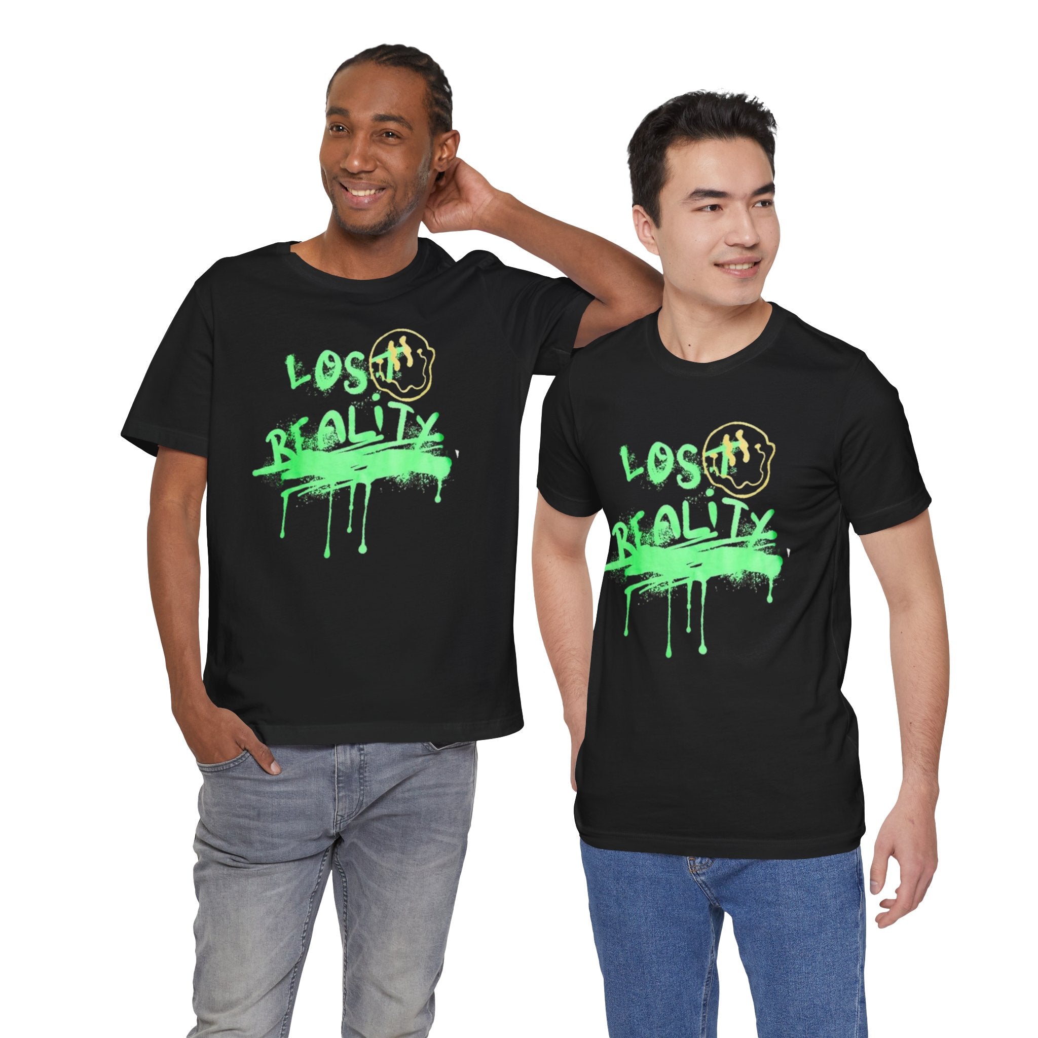 Lost Reality Graphic Tee — Neon Green Drip Streetwear Graffiti T-Shirt