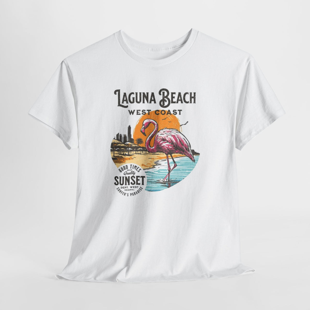 Laguna Beach West Coast Flamingo Sunset Tee