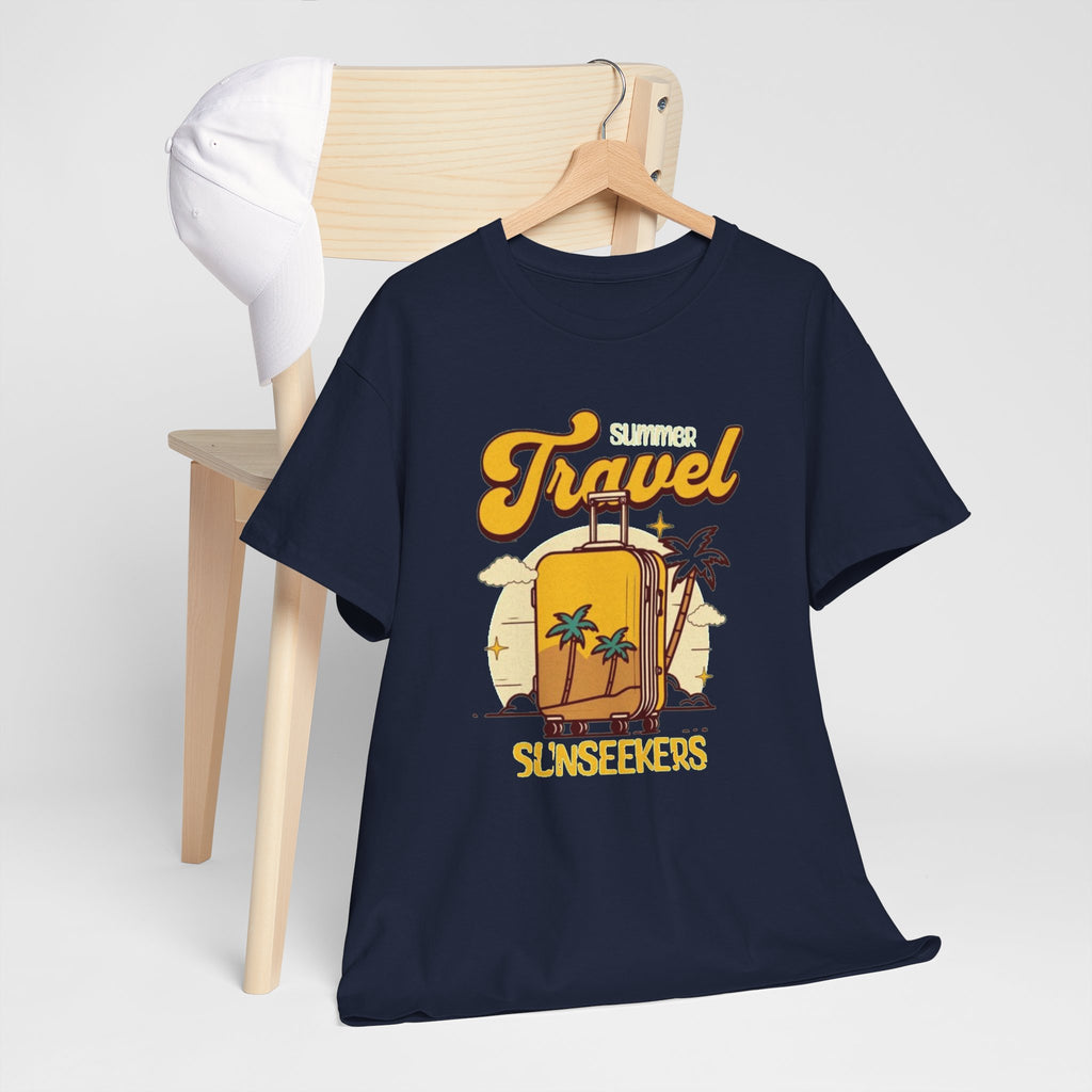 Travel Sunseekers T‑Shirt — Retro Backpack Beach Vacation Tee