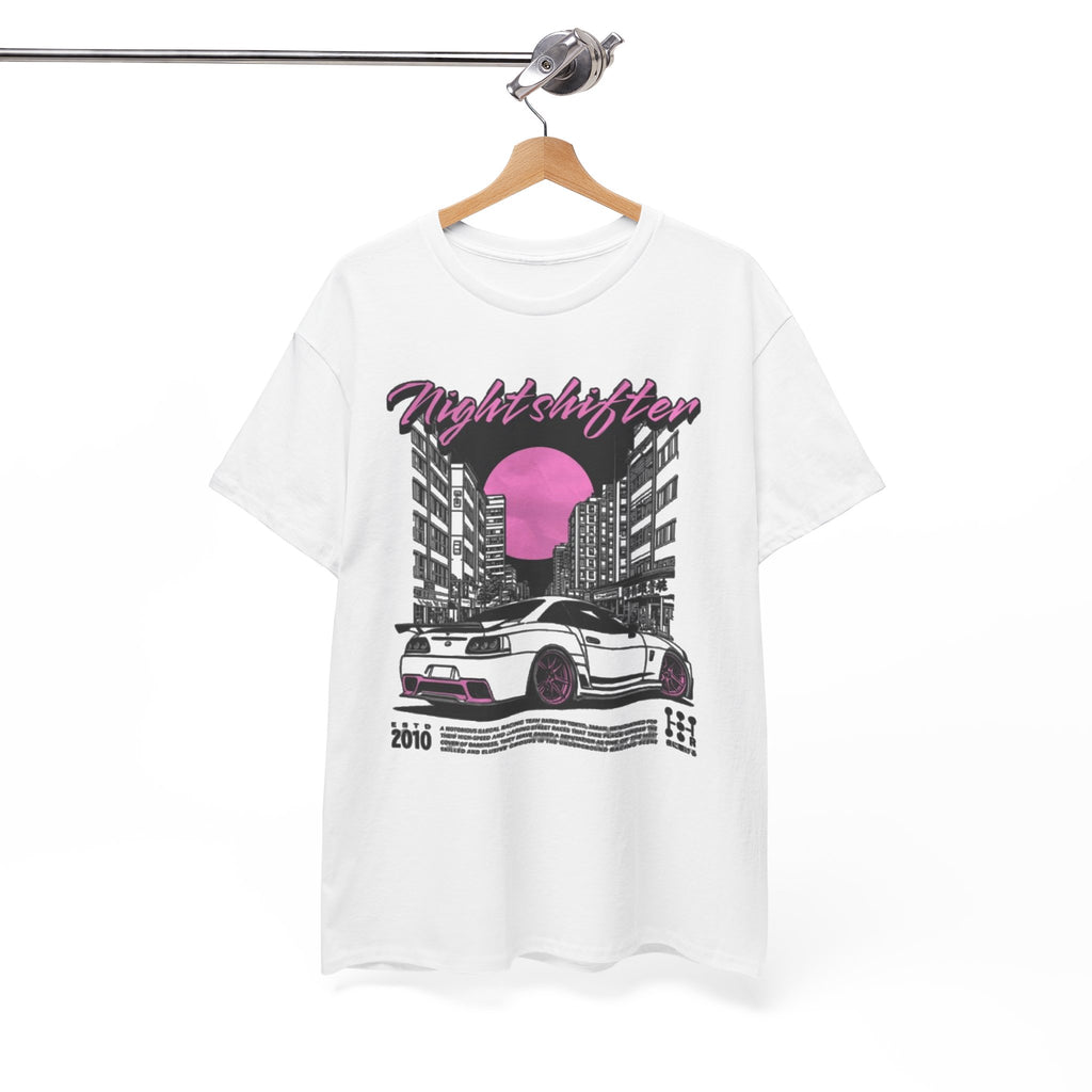 Night Shifter Tee — Retro Neon Racecar Streetwear