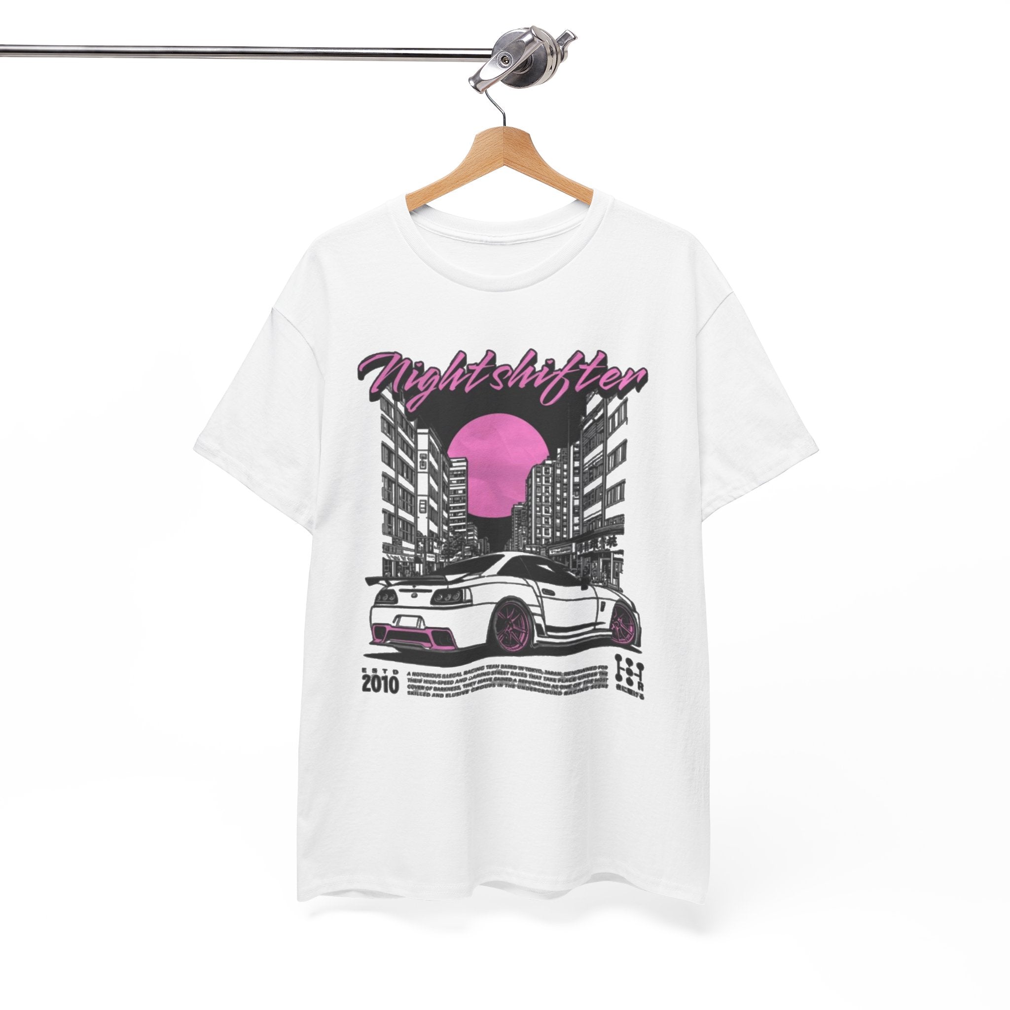 Night Shifter Tee — Retro Neon Racecar Streetwear