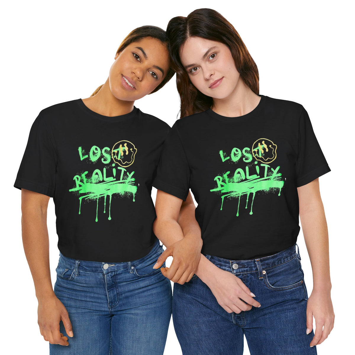 Lost Reality Graphic Tee — Neon Green Drip Streetwear Graffiti T-Shirt