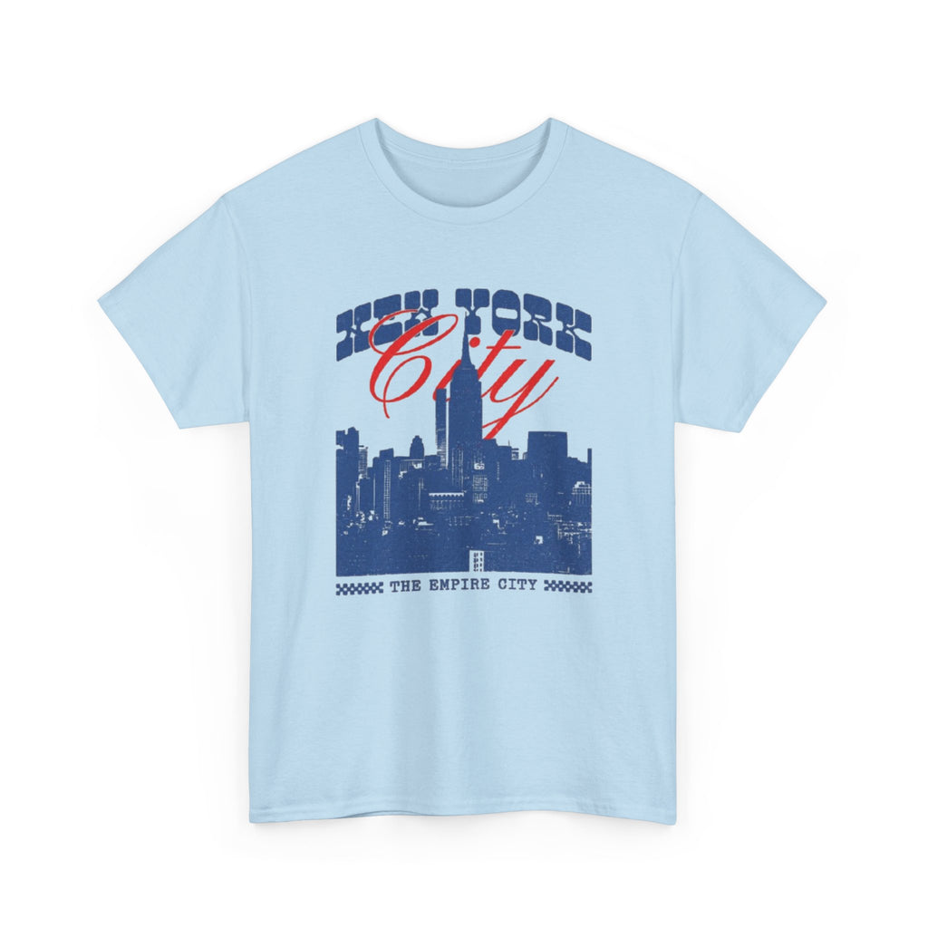 New York City Skyline Tee — Retro Blue & Red NYC Graphic T-Shirt