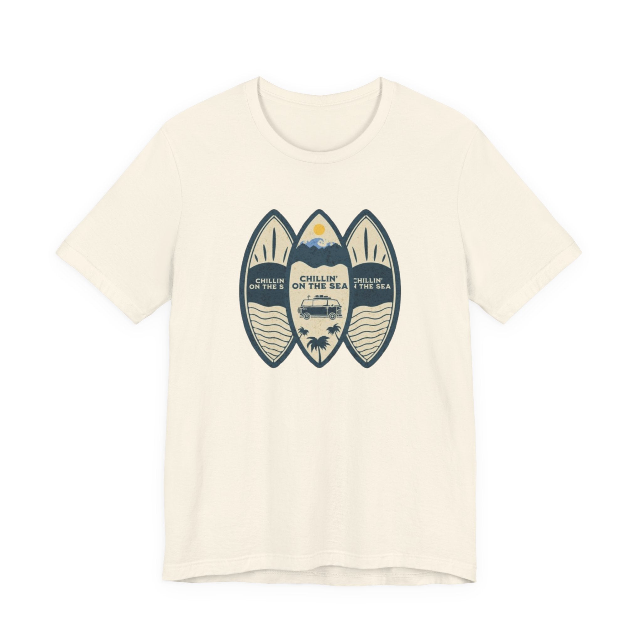 Surfboard Beach Tee — "Chillin' On The Sea" Coastal Graphic T-Shirt