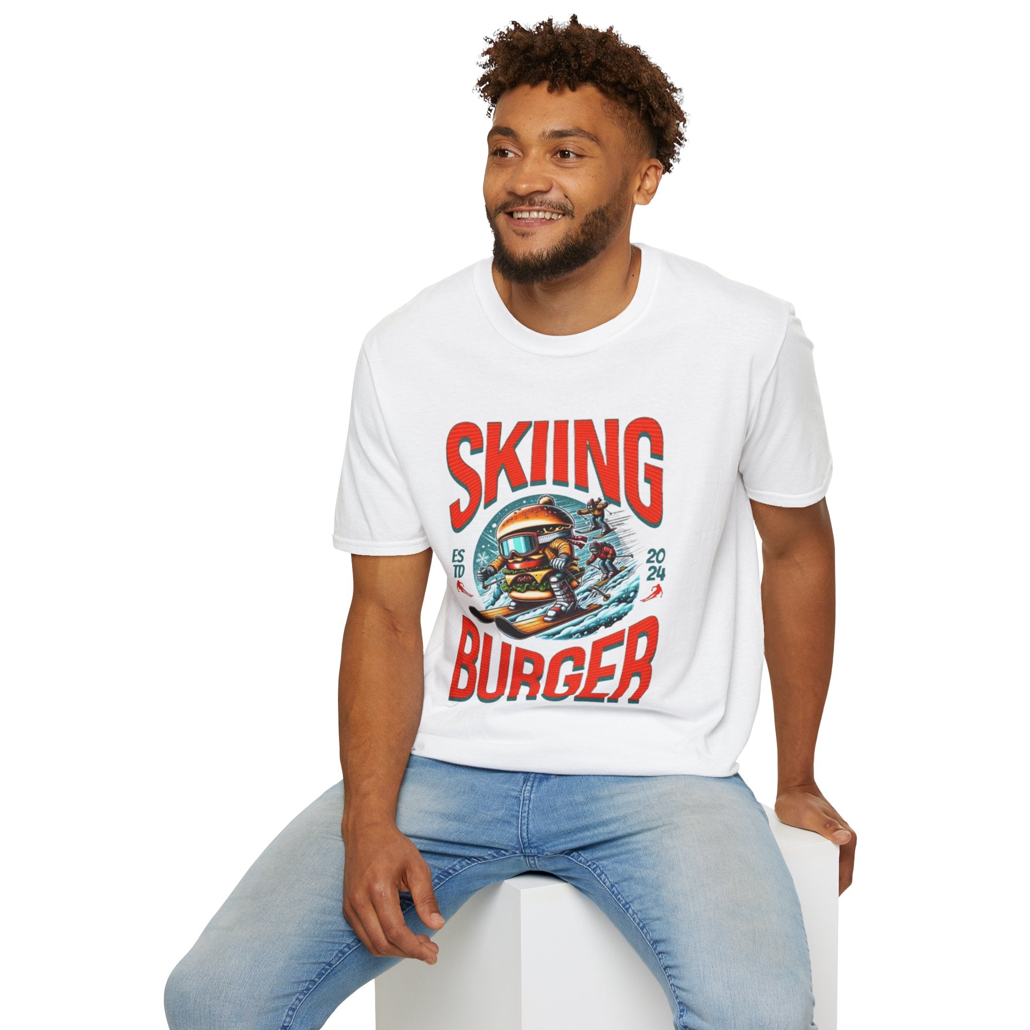 Skiing Burger T-Shirt — Retro Ski Helmet Graphic Tee