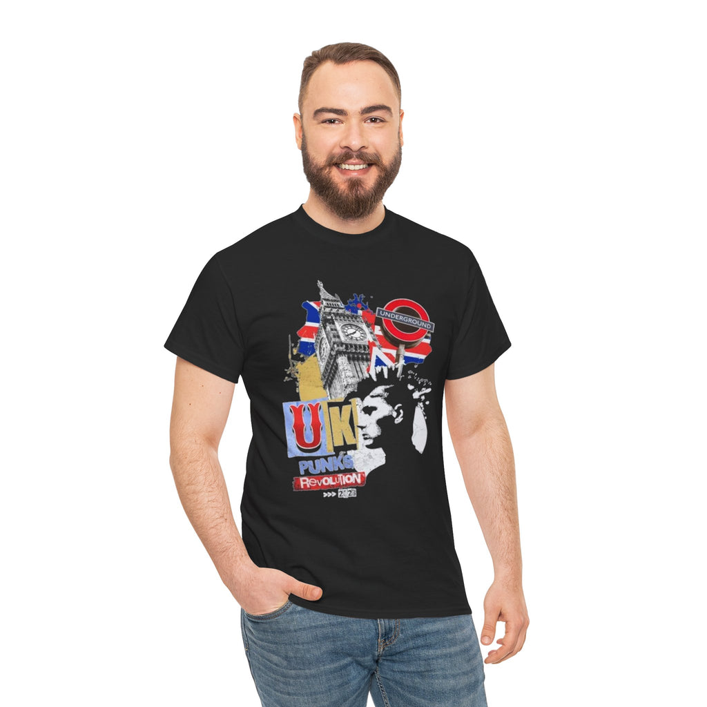 UK Punk Revolution Graphic Tee — Union Jack London Icons T‑Shirt