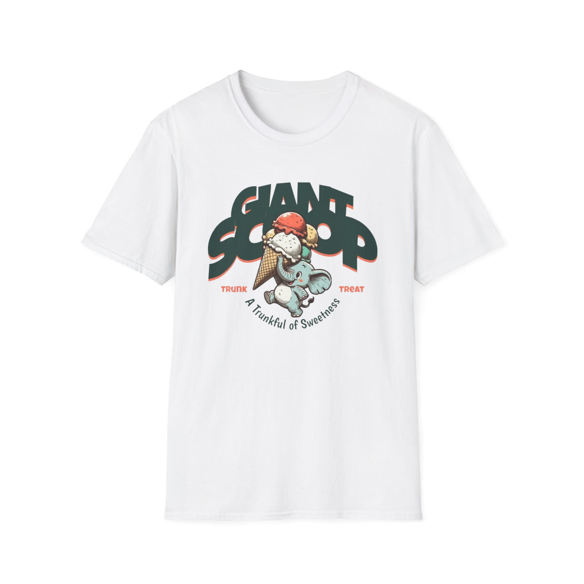 T-Shirt — 'Giant Scoop' Cute Elephant Ice Cream Graphic Tee