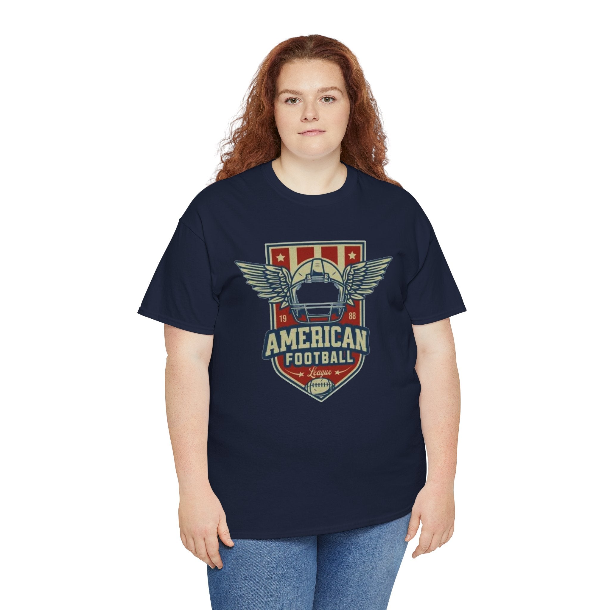 American Football Shield Tee — Vintage Helmet & Wings Graphic
