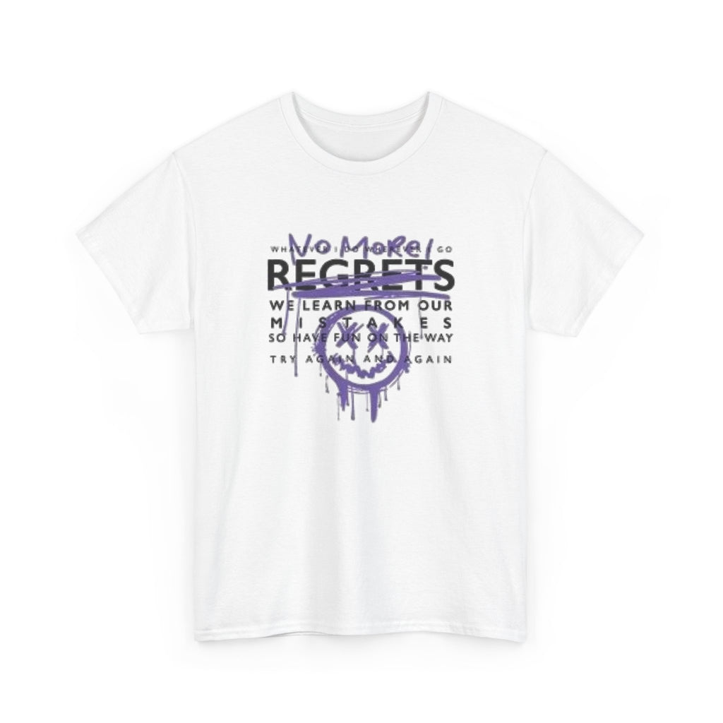 No More Regrets Tee — Grunge Drip Smile Graphic T-Shirt
