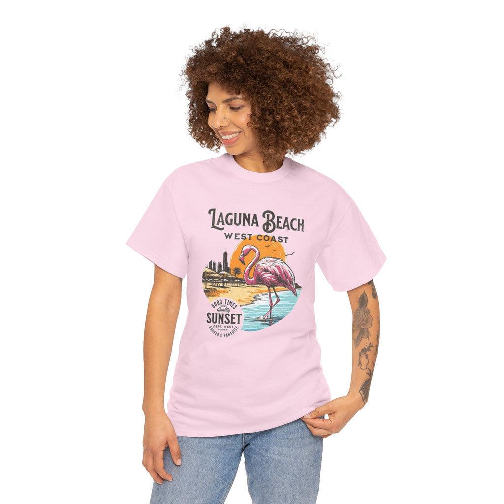 Laguna Beach West Coast Flamingo Sunset Tee