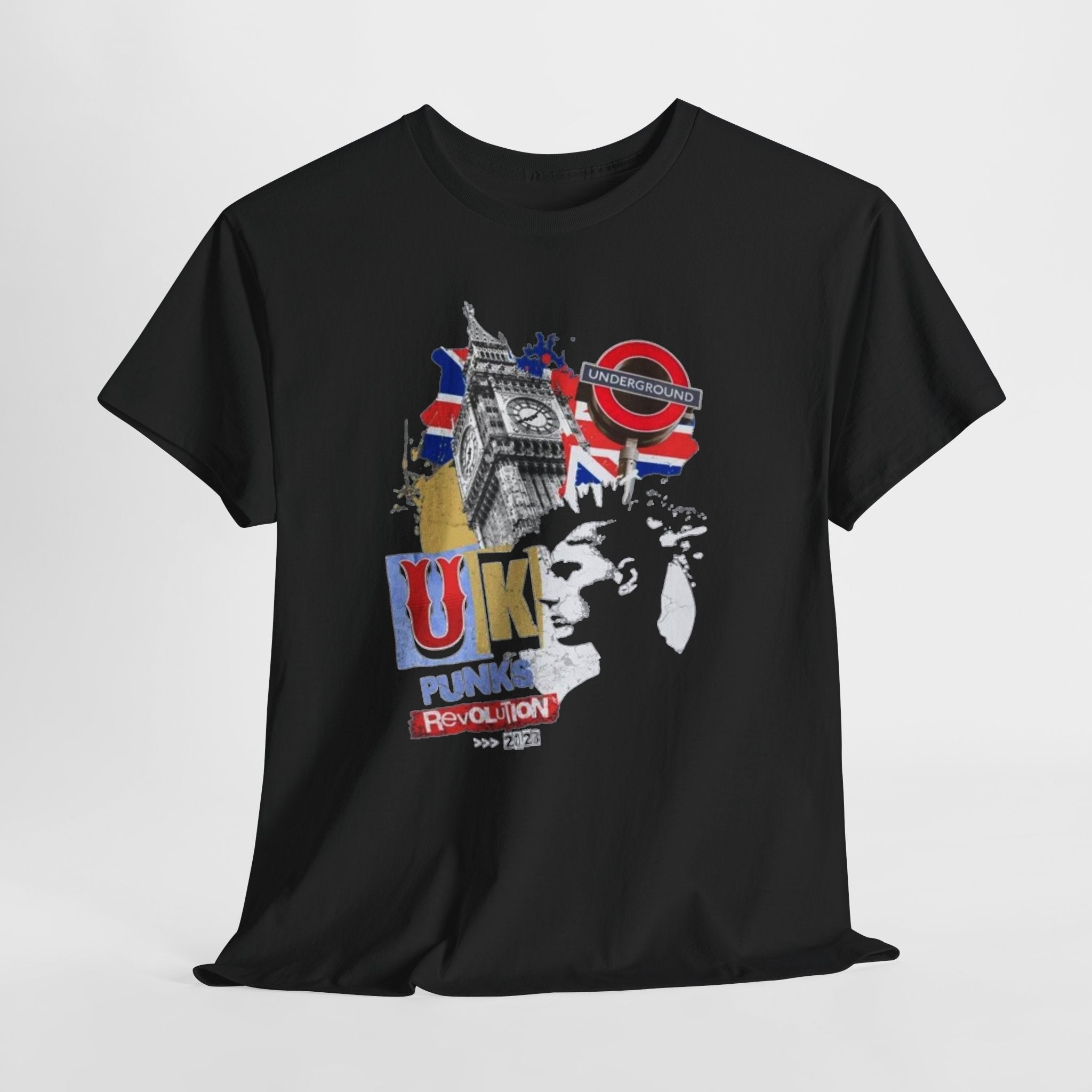UK Punk Revolution Graphic Tee — Union Jack London Icons T‑Shirt