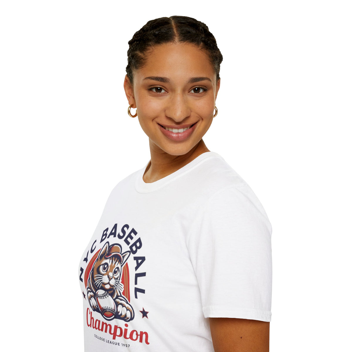 NYC Baseball Cat T‑Shirt — 'Champion' Vintage Team Tee