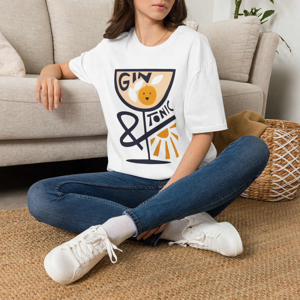 Gin & Tonic Graphic T-Shirt — Retro Cocktail Tee with Orange Slice