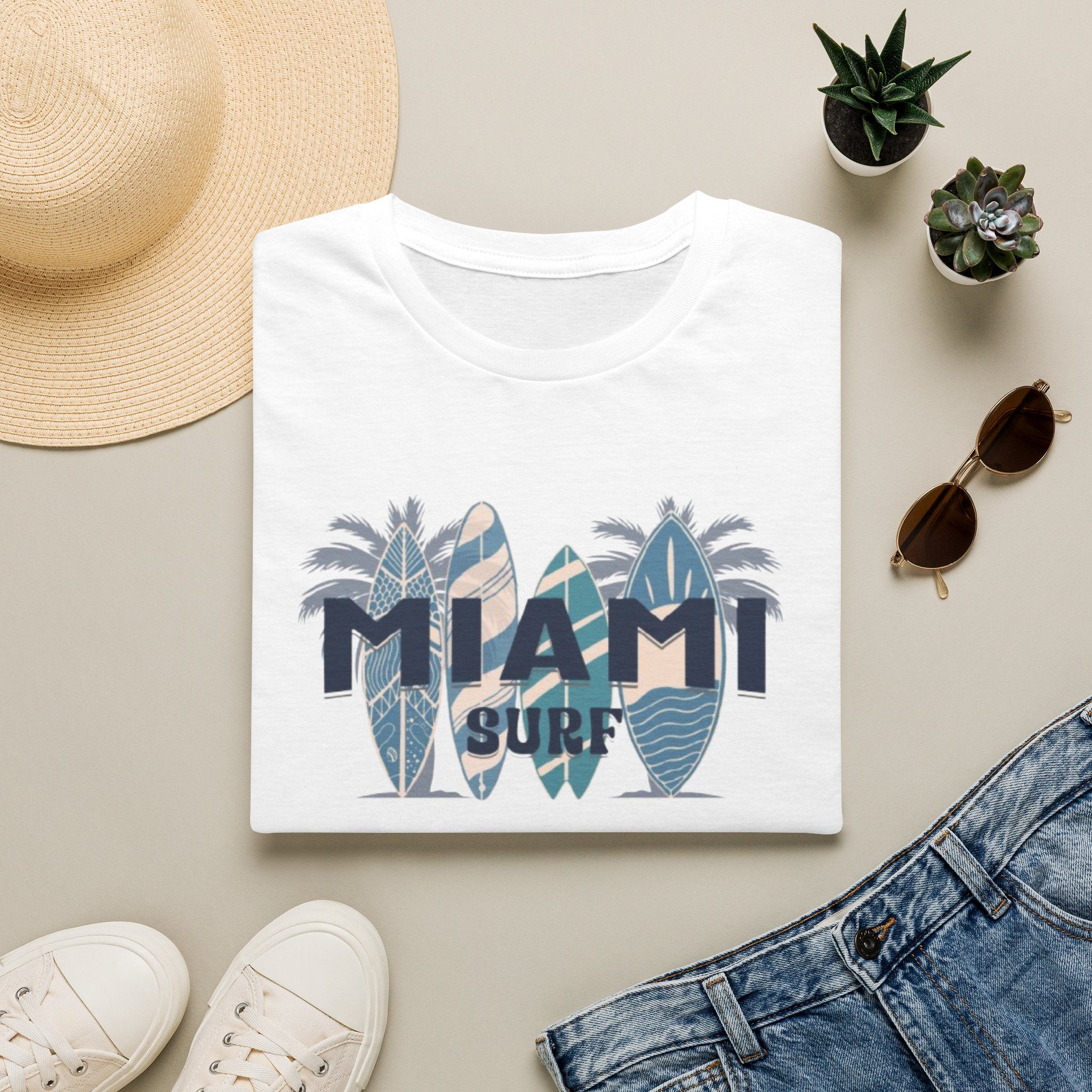 Miami Surf T-Shirt — Vintage Surfboard Palm Beach Tee