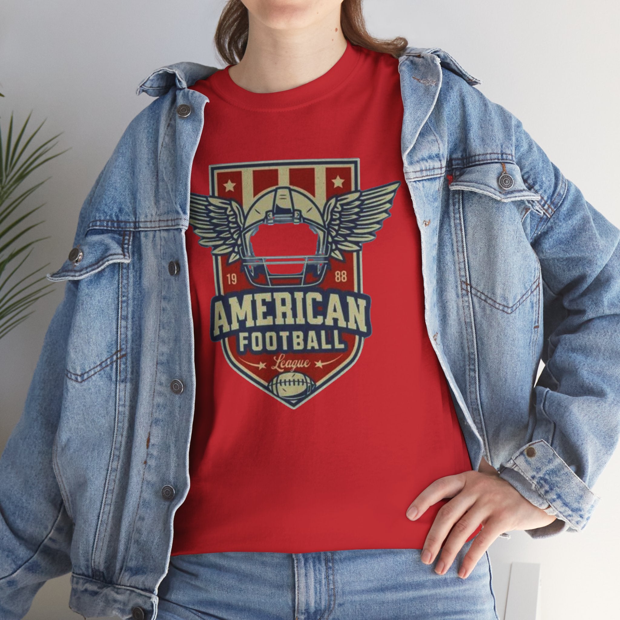 American Football Shield Tee — Vintage Helmet & Wings Graphic