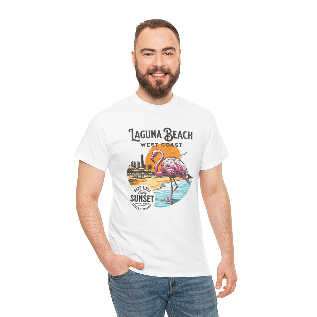 Laguna Beach West Coast Flamingo Sunset Tee