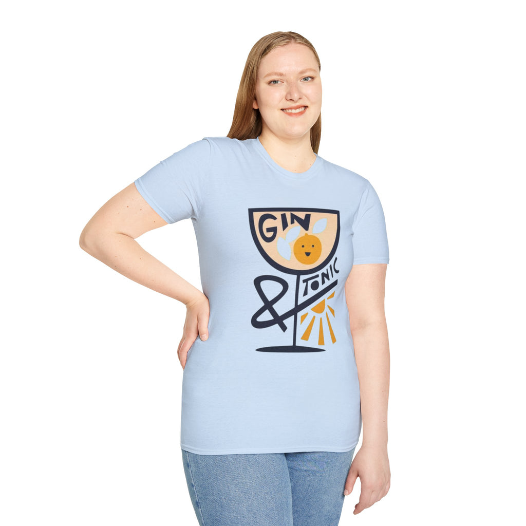 Gin & Tonic Graphic T-Shirt — Retro Cocktail Tee with Orange Slice
