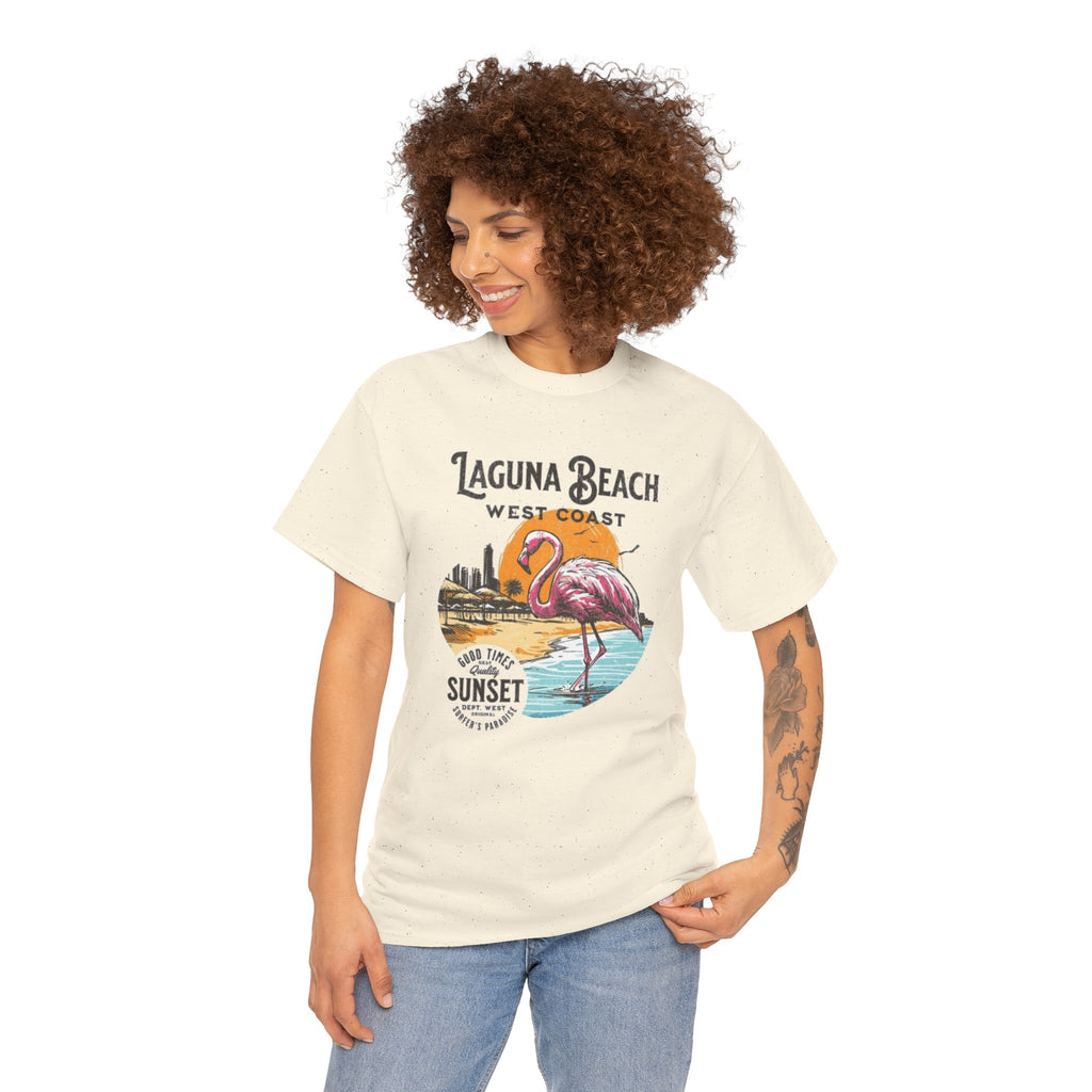 Laguna Beach West Coast Flamingo Sunset Tee
