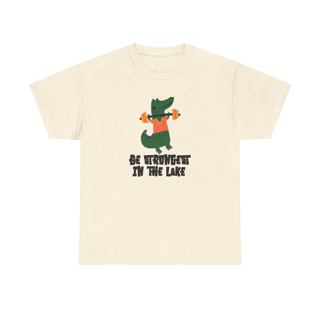 Crocodile Weightlifting Tee — "Be Strongest in the Lake" Funny Workout T-Shirt