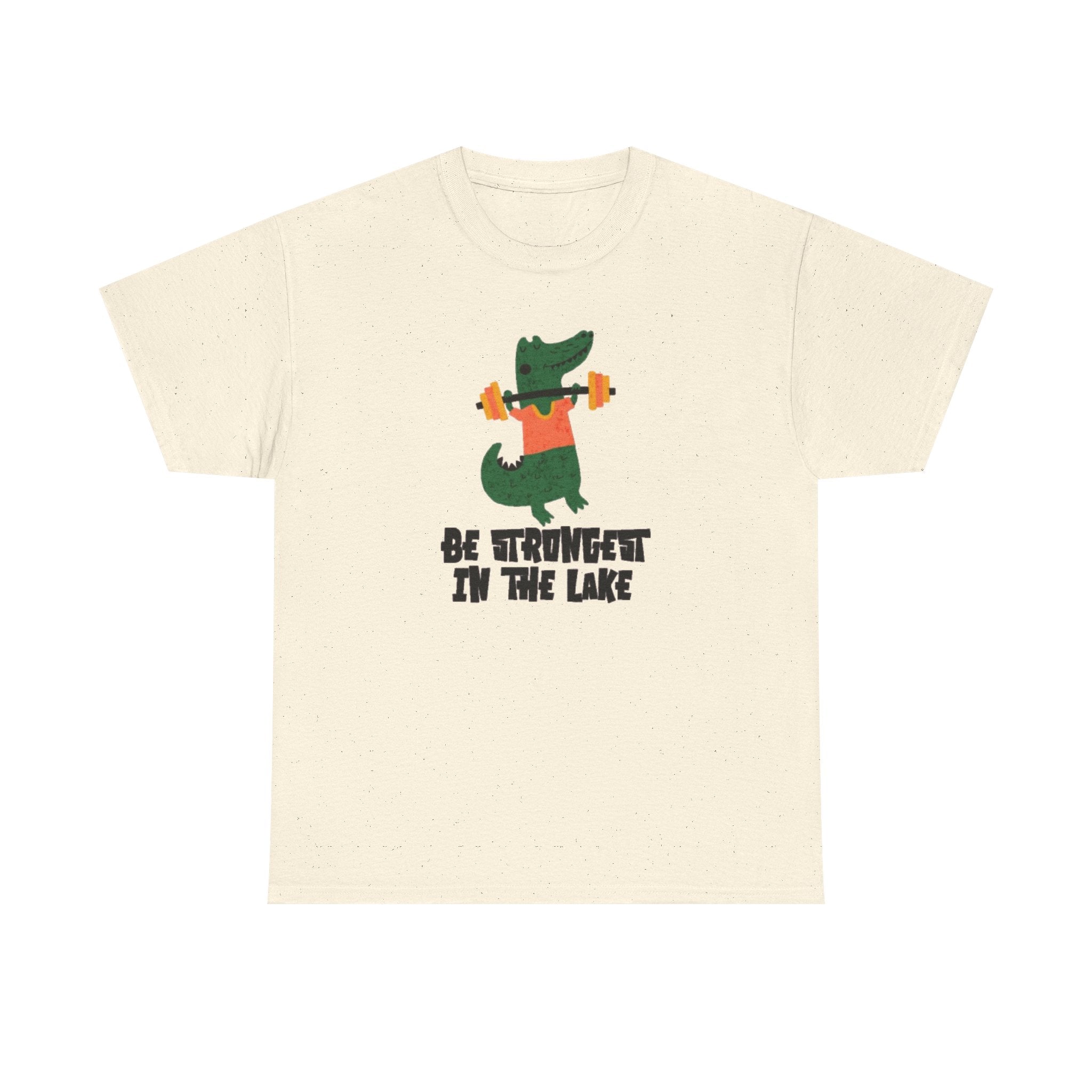 Crocodile Weightlifting Tee — "Be Strongest in the Lake" Funny Workout T-Shirt