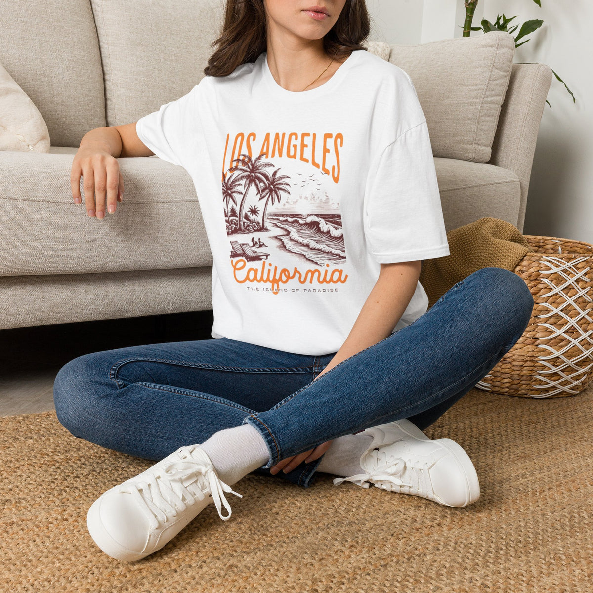Los Angeles California Beach T-Shirt — Vintage Palm Tree Surf Sunset Tee