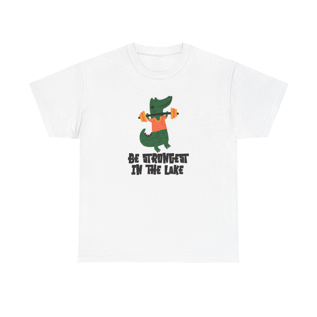 Crocodile Weightlifting Tee — "Be Strongest in the Lake" Funny Workout T-Shirt