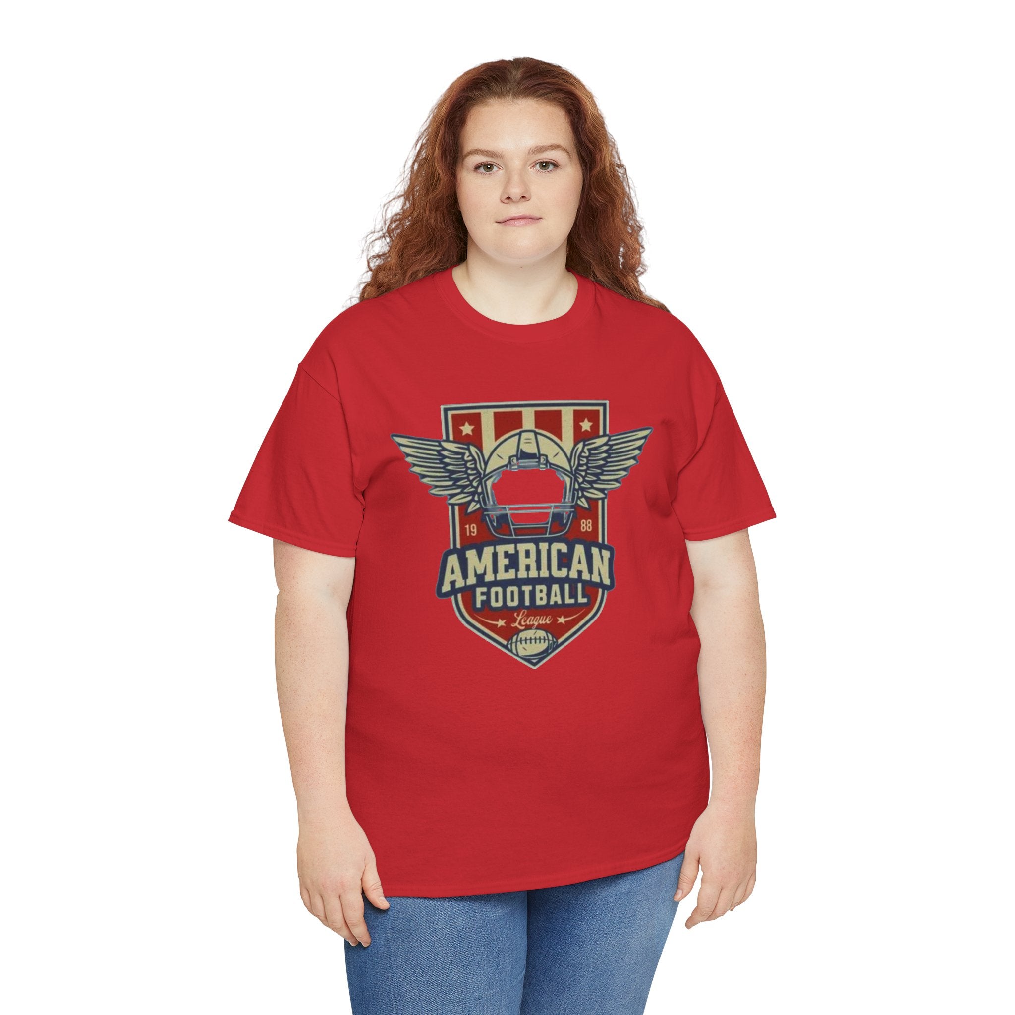 American Football Shield Tee — Vintage Helmet & Wings Graphic