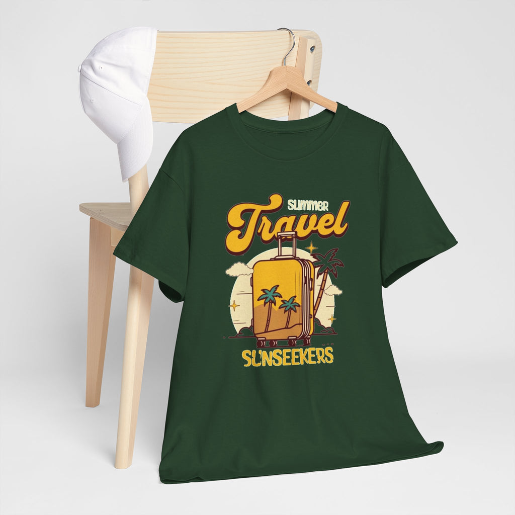 Travel Sunseekers T‑Shirt — Retro Backpack Beach Vacation Tee