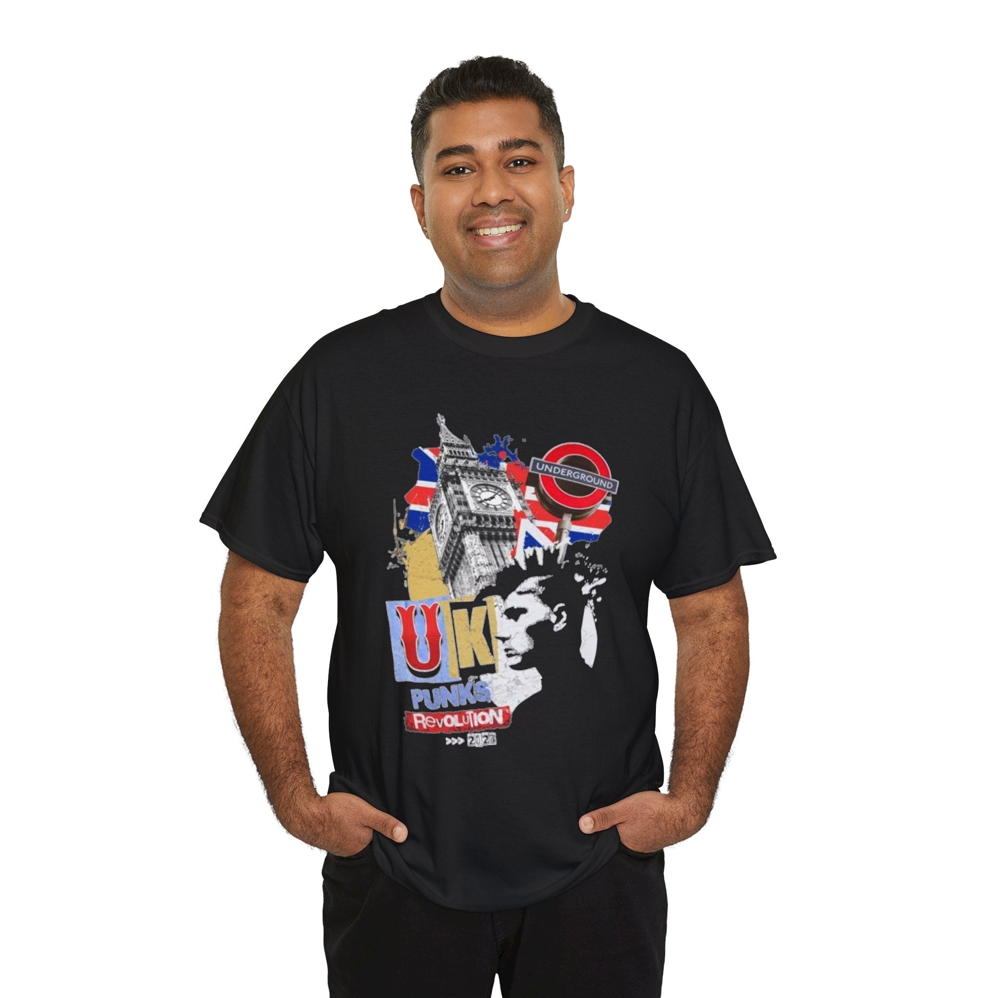 UK Punk Revolution Graphic Tee — Union Jack London Icons T‑Shirt