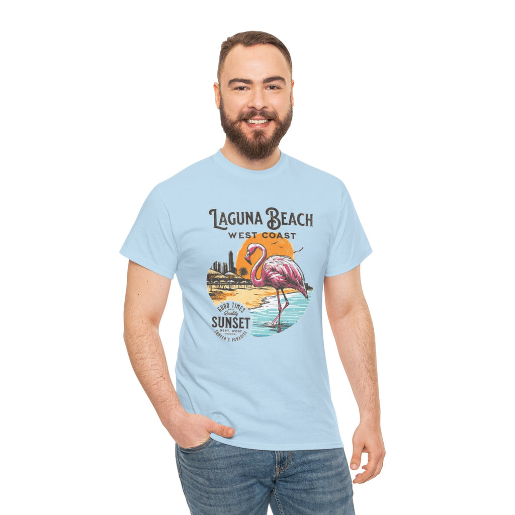 Laguna Beach West Coast Flamingo Sunset Tee