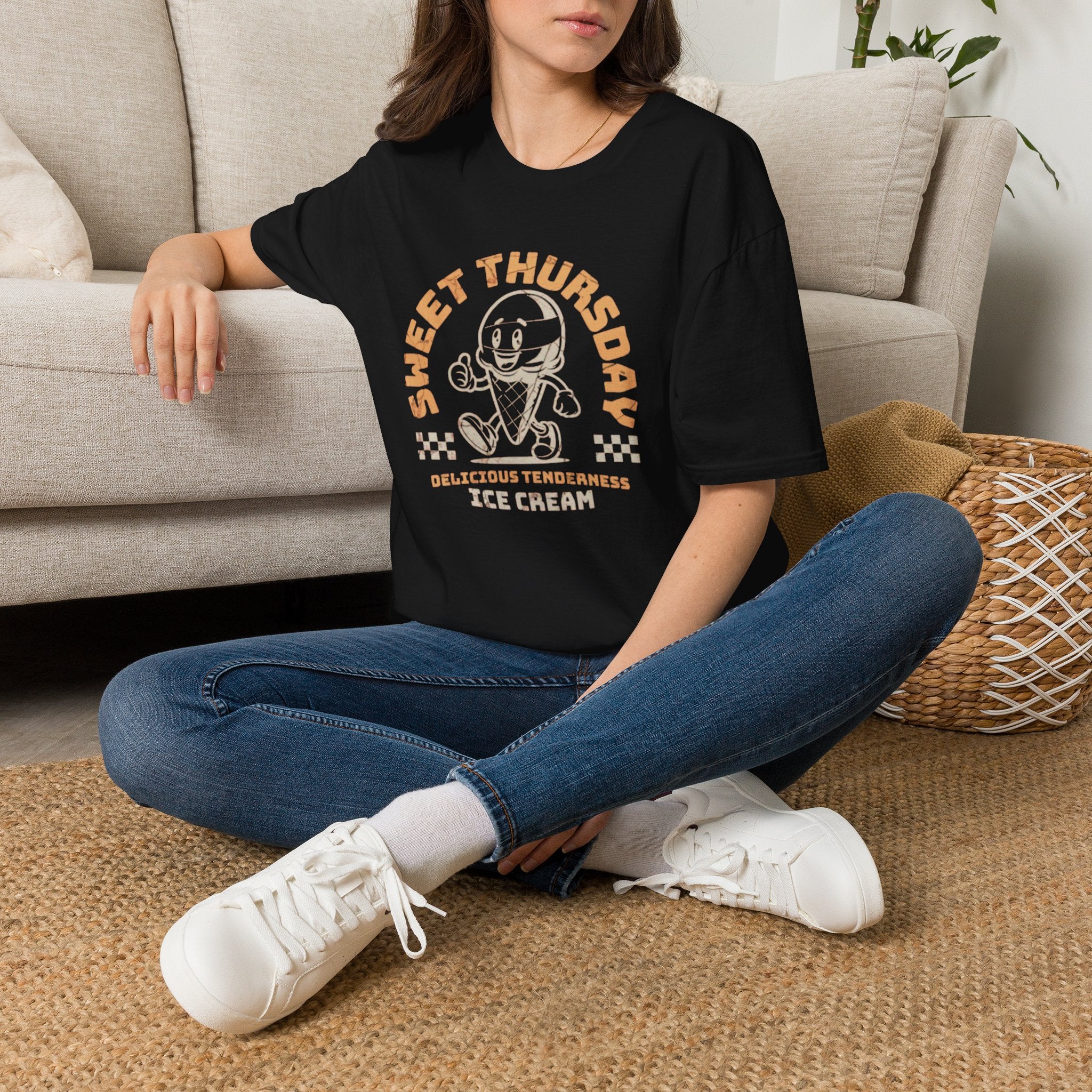 Sweet Thursday Ice Cream T-Shirt — Retro Cartoon Cone Graphic