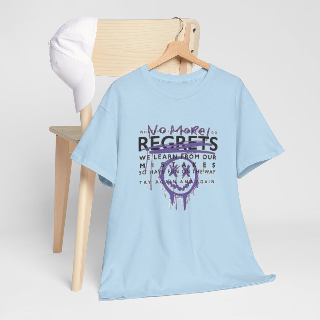 No More Regrets Tee — Grunge Drip Smile Graphic T-Shirt