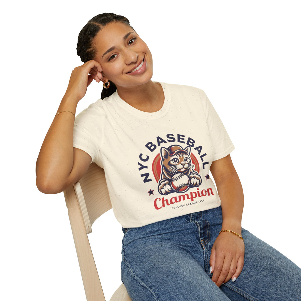 NYC Baseball Cat T‑Shirt — 'Champion' Vintage Team Tee